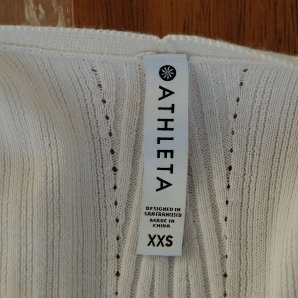 Athleta Solstice Wrap Merino Wool Ribbed Knit Waterfall Cardigan White Sz XXS - Picture 8 of 9